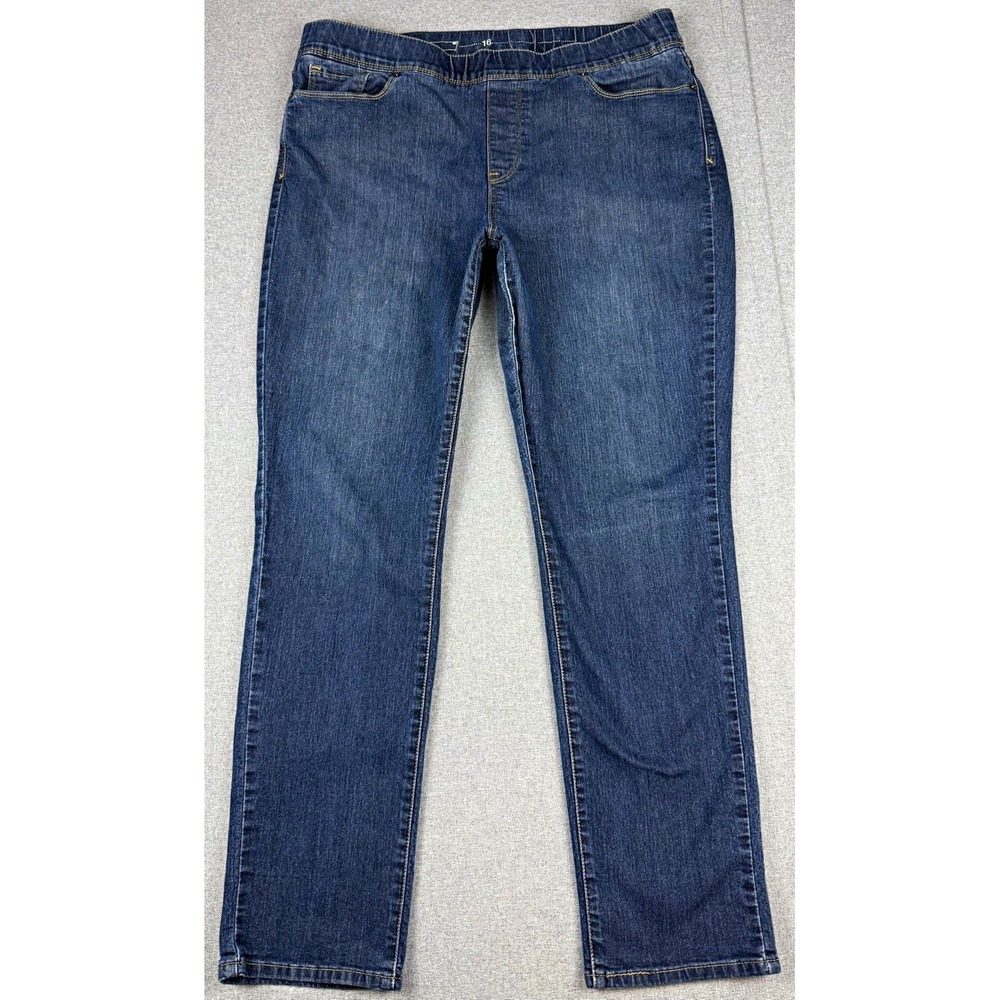 Levis Womens 16 Pull On Jeans Dark Wash Stretch Straight Leg Elastic Waist